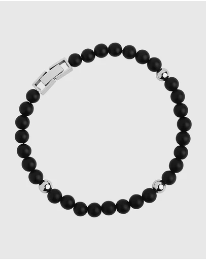 Najo - Atlas 6mm Matt Onyx & Steel Bracelet