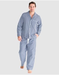 Sant And Abel - Men's Hepburn Gingham Navy Long PJ Set