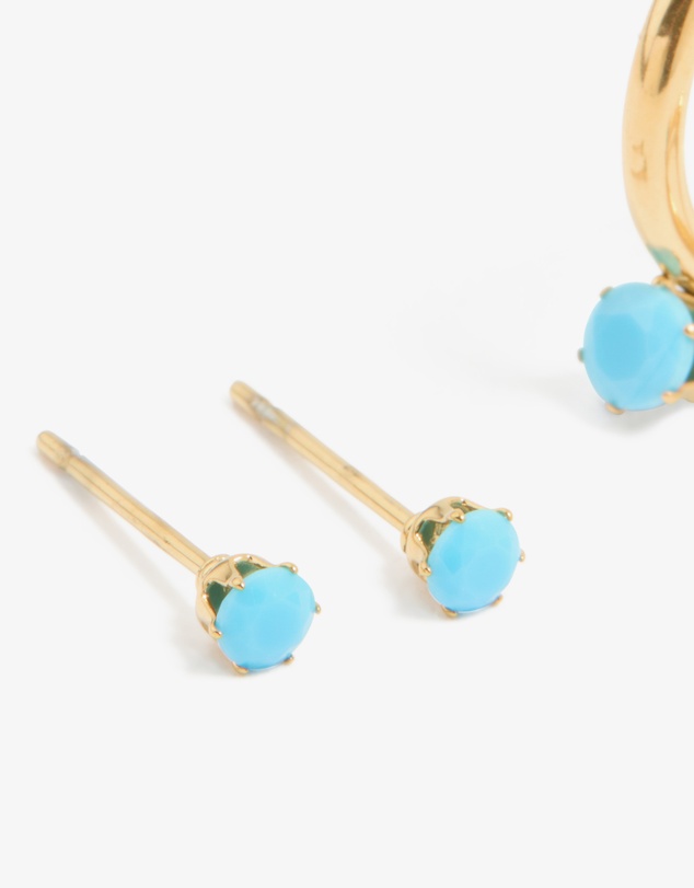 Lovisa - Waterproof Gold Plated Stainless Steel Turquoise Mini Earrings 2-Pack