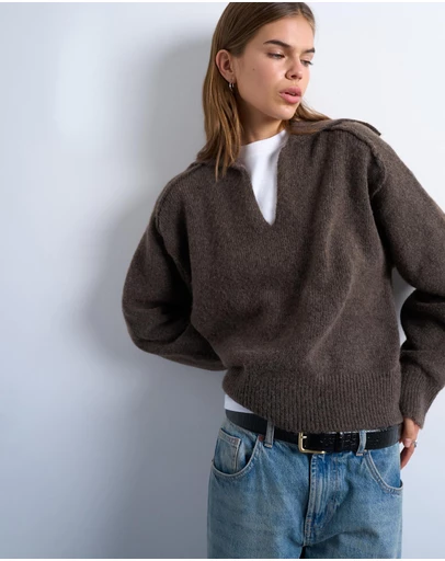TOPSHOP - Knitted Collar Jumper