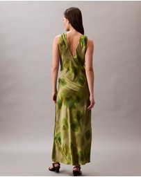 Calvin Klein - Crushed Satin Floral Midi Dress