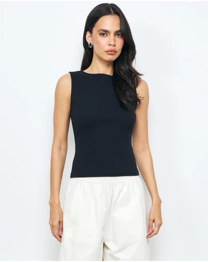 AERE - Ribbed Boat Neck Tank
