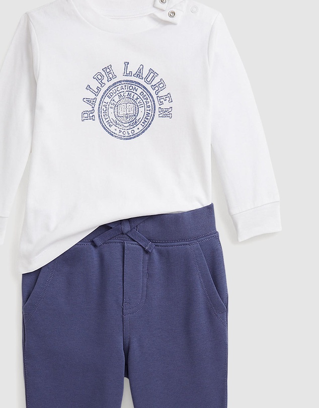 Polo Ralph Lauren - Logo Cotton Tee & Terry Jogger Pants Set - ICONIC EXCLUSIVE - Babies