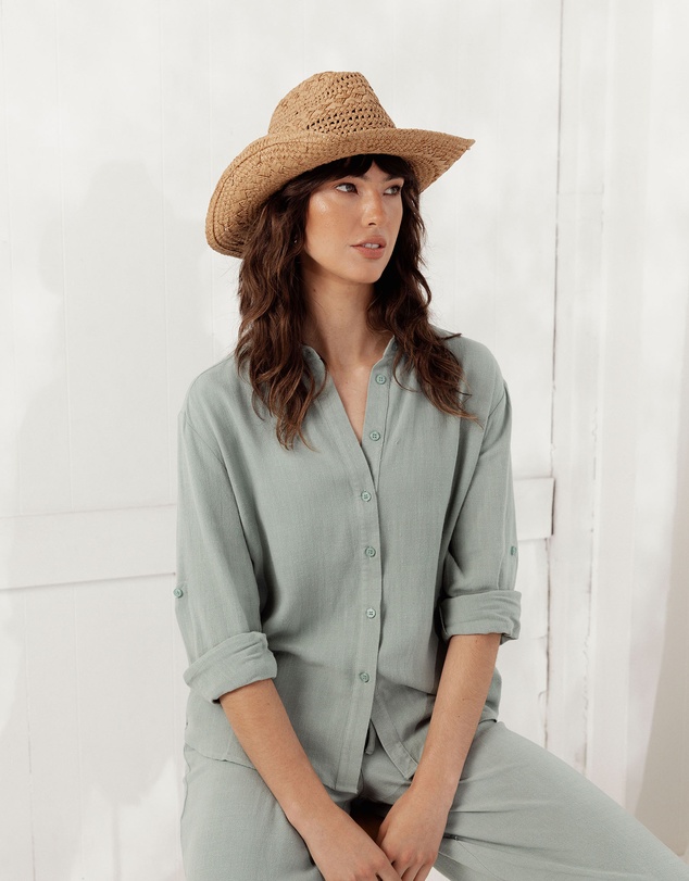 Morgan & Taylor - Kira Woven Straw Cowboy Hat in Tan Brown