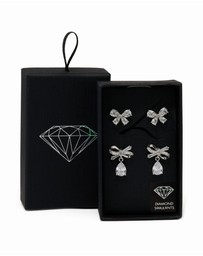 Lovisa - Silver Cubic Zirconia Bow Earrings 2-Pack