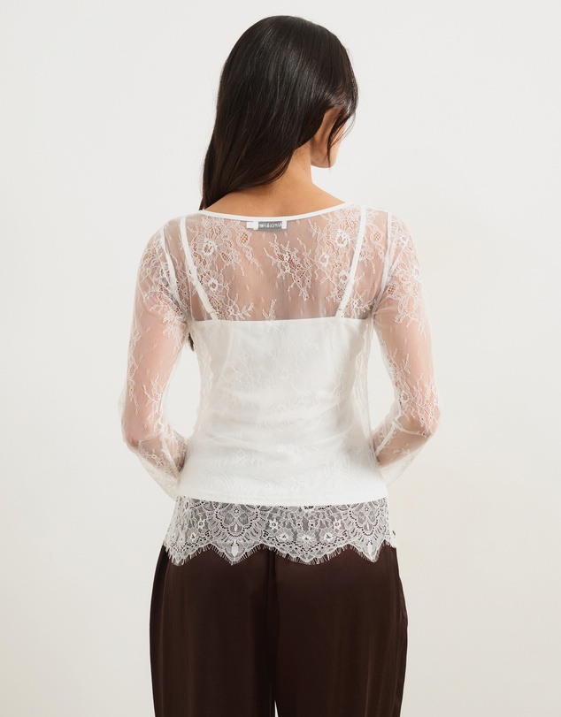 Atmos&Here - Gigi Chantilly Lace Long Sleeve Top With Removeable Cami