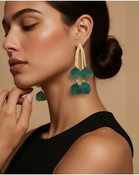 Mossée - Eveline Green Leaf Vintage Earrings