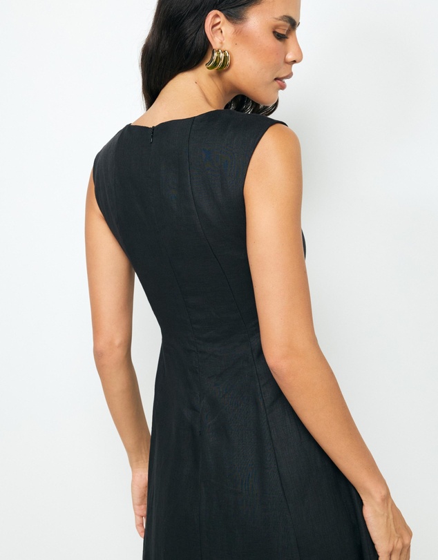 Revibe - Repaired AERE Chloe Panelled Linen Midi Dress - AU 6