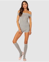 EDIKTED - Bow Time Knit Micro Shorts