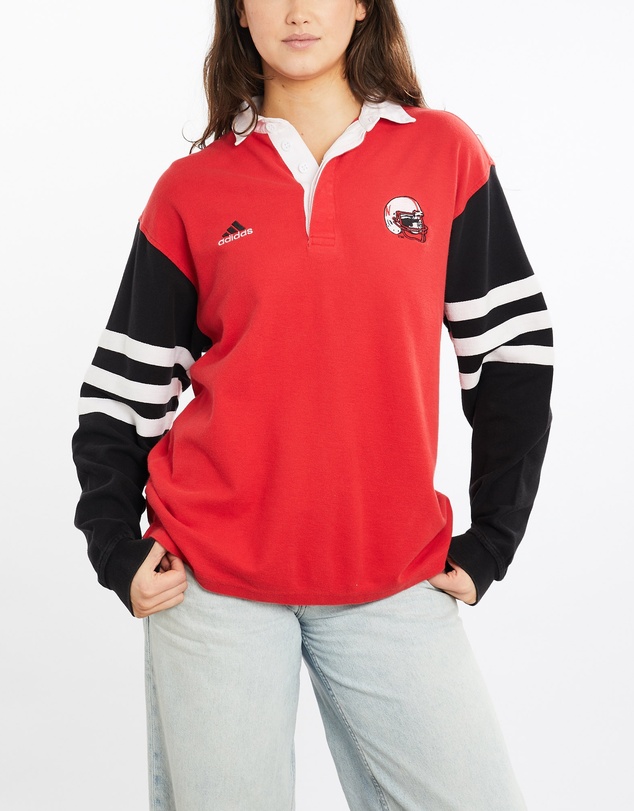 Vintage by The Real Deal - Pre Loved - Vintage 90s Adidas NCAA University of Nebraska Huskers Rugby Shirt