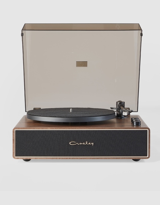 Crosley - Crosley Stave 2-Speed Bluetooth Record Player Turntable with Built-in Speakers, Walnut