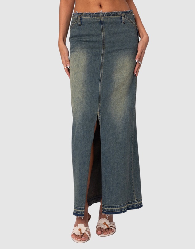EDIKTED - Lexy Washed Denim Maxi Skirt