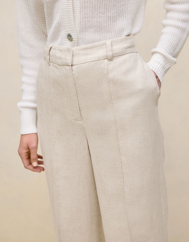 Trenery - Yarn Dyed Linen Pintucked Pant in Flax