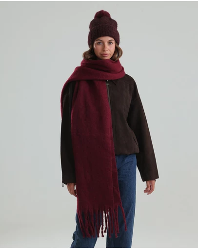 Morgan & Taylor - Ella Woven Scarf in Burgundy Red