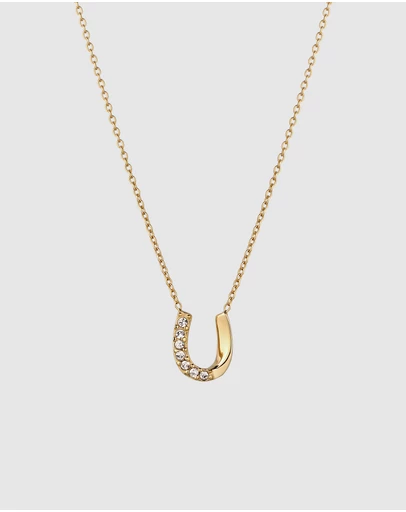 Elli Jewelry - Necklace Crystal Horseshoe 925 Sterling Silver Gold-Plated