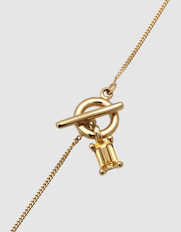 Elli Jewelry - Golden Hour Citrine T-Bar Necklace in Gold-Plated 925 Silver