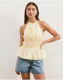 Atmos&Here - Georgia Ruched Cotton Halter Top