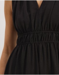 Atmos&Here - Luna Linen Blend Sleeveless Gathered Maxi Dress