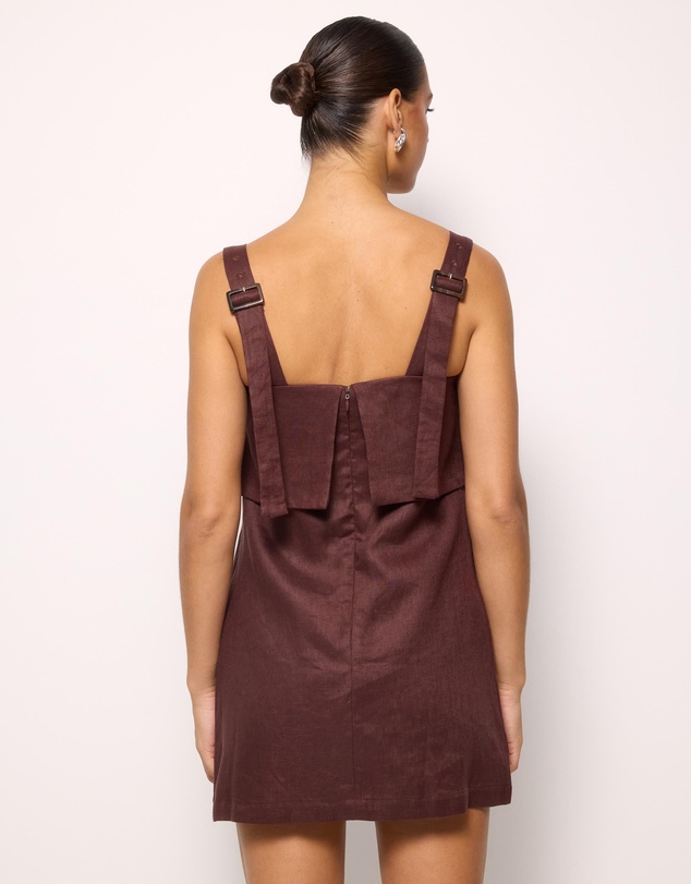 AERE - Nora Buckle Detail Linen Mini Dress