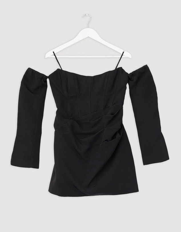 Revibe - Repaired Shona Joy Oakley Strapless Draped Mini Dress - AU 10