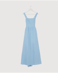 Revibe - Repaired AERE Raina Tie Back Linen Midi Dress - AU 6