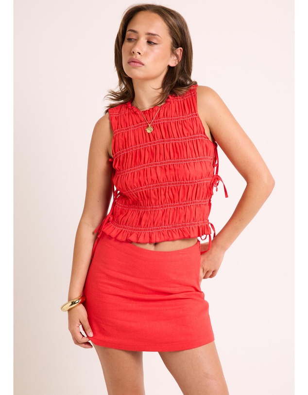 Subtitled - Brie Side Tie Shirred Top