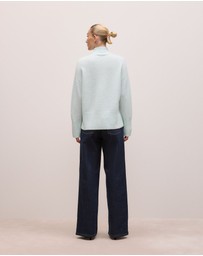 Trenery - Alpaca Merino Blend Relaxed Mock Neck in Faint Blue