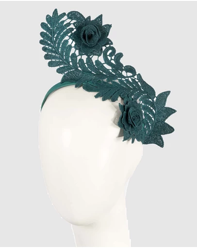 Max Alexander - Teal Lace Crown Headband Fascinator