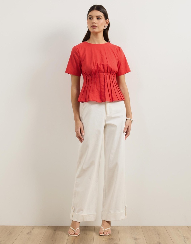 Atmos&Here - Pia Cotton Cuff Hem Detail Pants