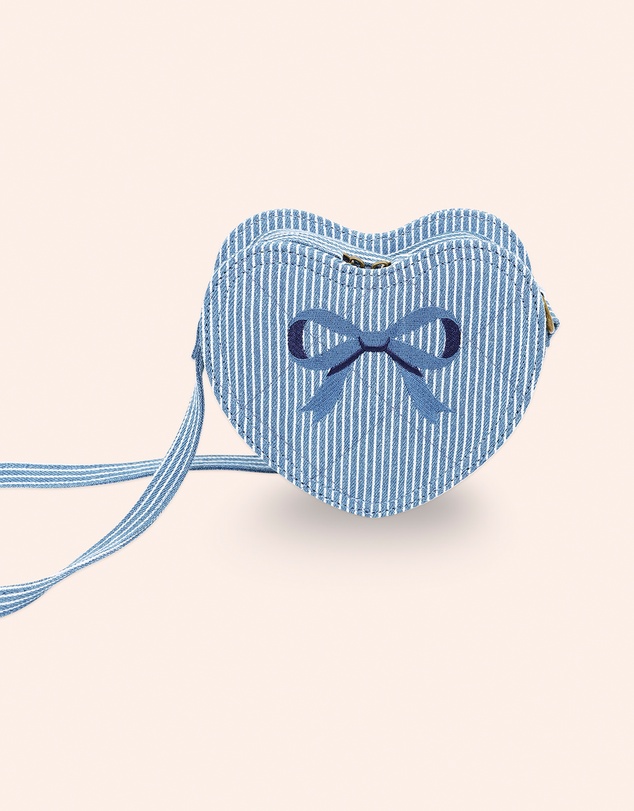 Huxbaby - Stripe Denim Bow Heart Handbag - Kids