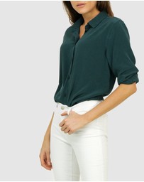 The Fable - Deep Moss Green Silk Shirt