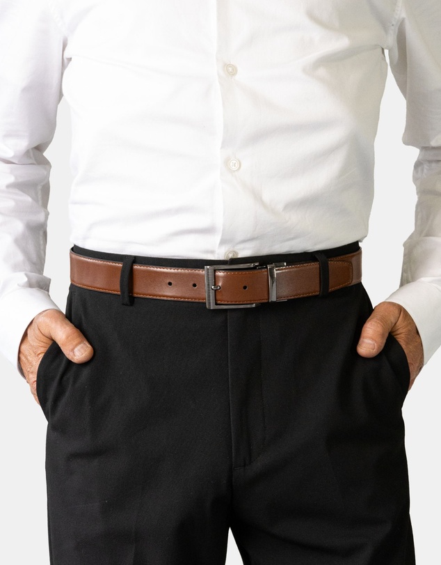 Buckle - Alick. Australian Made Reversible Leather Belt. 35mm width.