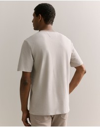 Trenery - Cotton Jacquard Contrast Collar T-shirt in Cement