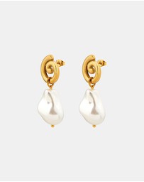 Zoe Olivia - Waterproof Spiral Stud Pearl Drop Earrings