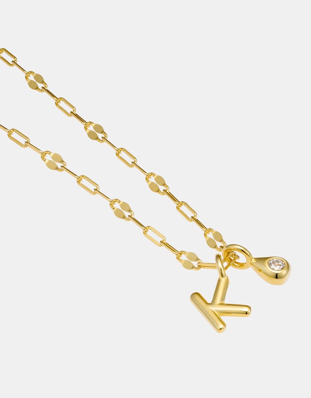 Zoe Olivia - 14K Gold Vermeil Imprint Initial K Cubic Zirconia Necklace