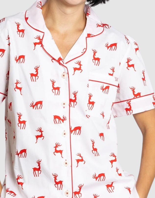 Sant And Abel - Women's Reindeer Red Short PJ Set