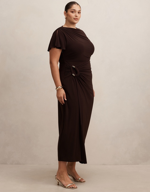 Forever New Curve - Fiora Curve Short Sleeves Hardware Midi Dress