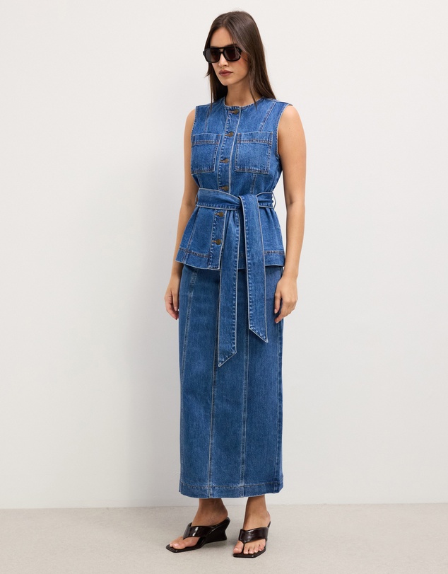 The Fated - Asha Denim Maxi Skirt