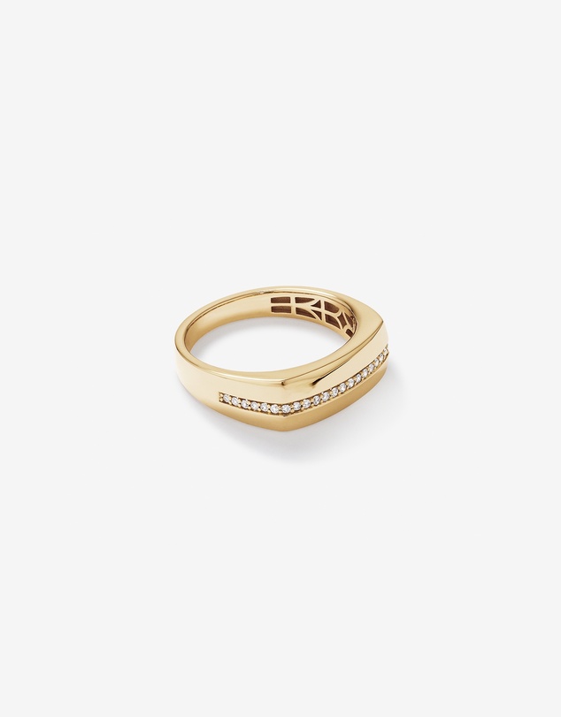 Michael Hill - Men's Diamond Row Signet Ring in 10kt Yellow Gold