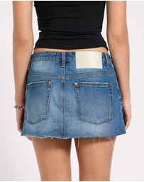 ONE TEASPOON - Sloane Low Waist Denim Mini Skirt - Pacifica Blue