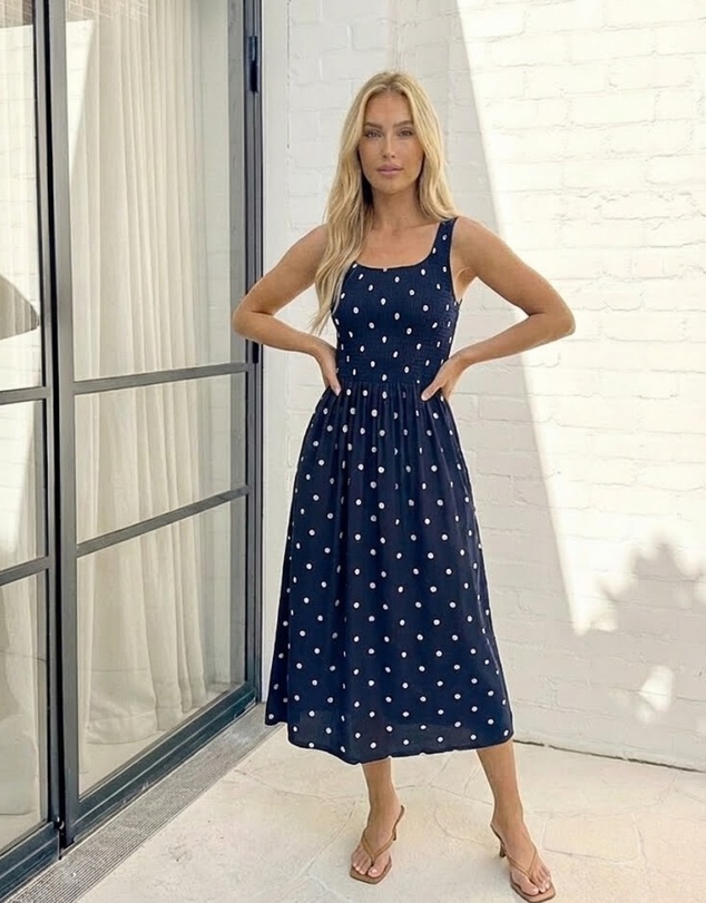 Esther & Co - Torrance Dress - Navy Spot
