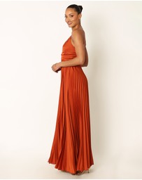 Petal & Pup - Naira Pleated Maxi Dress - Sunset Orange