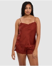 Sans Complexe - Charming Silky Satin Pyjama Shorts with Lace