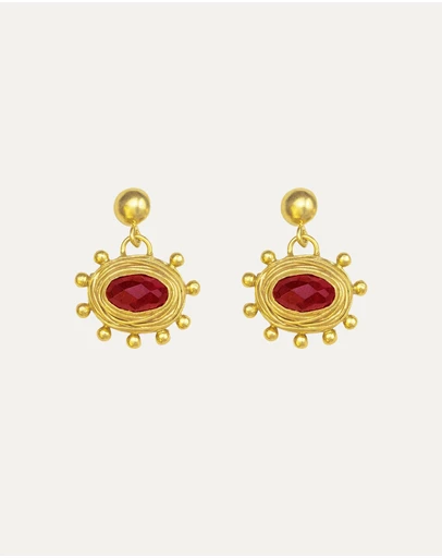 Ottoman Hands - Zand Ruby Drop Earrings