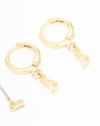 Lovisa - Gold Plated Cubic Zirconia Stud & Huggie Drop Earrings 2-Pack