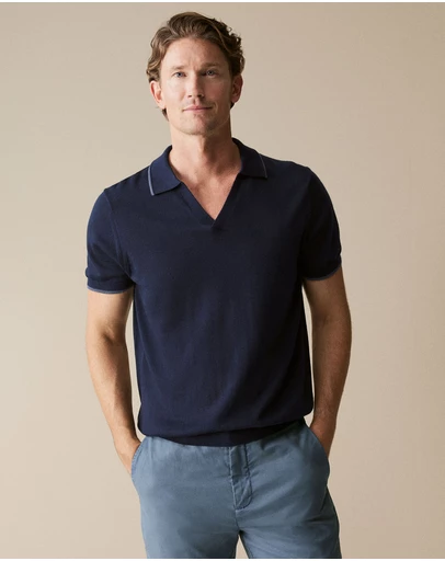 Trenery - Merino Knit Polo in Navy