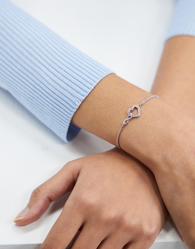 Swarovski - Hyperbola bracelet, Infinity and heart, White, Rhodium plated