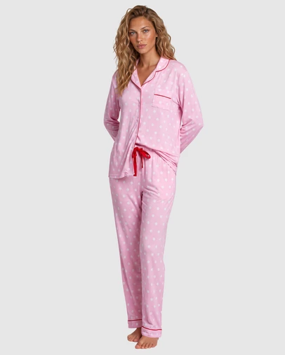 Sant And Abel - Women's Spotty Pink Bamboo Long PJ Set