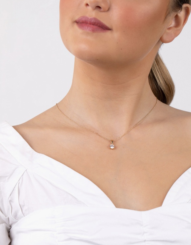 Lovisa - Gold Plated Sterling Silver 1 Carat Cubic Zirconia Necklace
