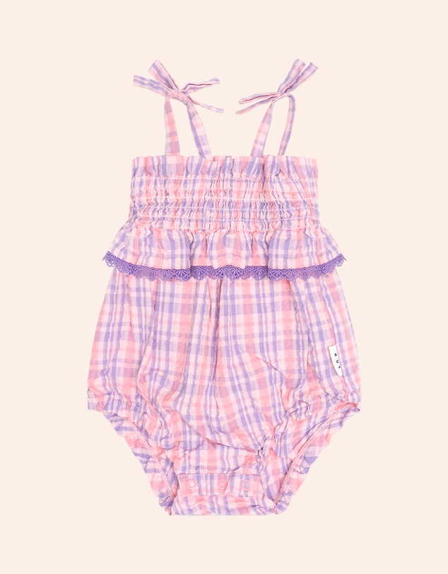 Huxbaby - Tropical Check Tie Romper - Babies